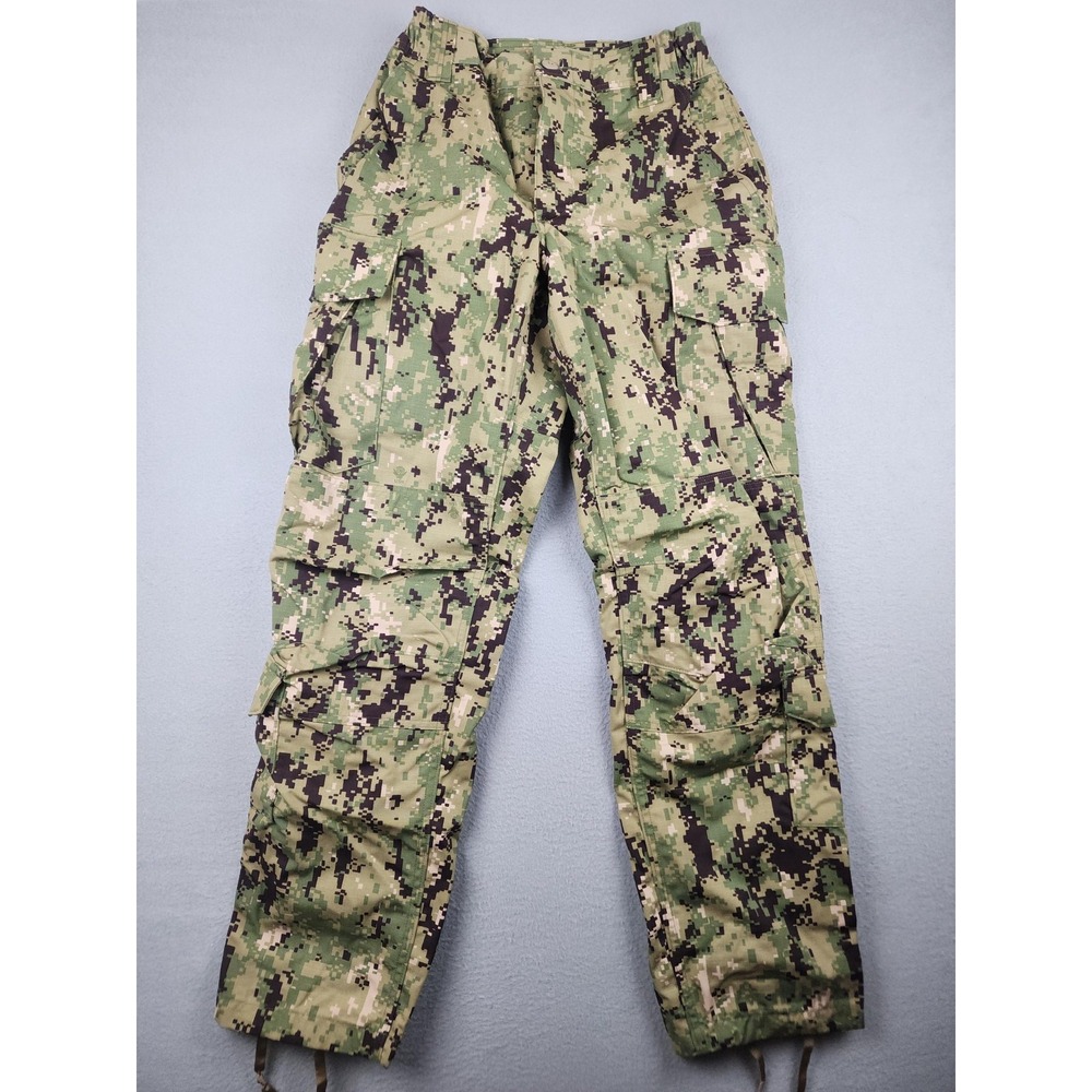 US Navy Pants Mens Small 29x32 Green NWU Type III Camo Cargo Workwear Seals
